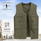 
GTYUWVG middle-aged and elderly men's thin multi-pocket vest vest in spring and autumn summer, daddy wears two sides with vests, fishing photography, khaki pocket zipper, single size, small size 90-120 Jin [Jin equals 0.5 kg]