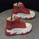 Otmx Dad Chaussures Chaussures décontractées pour femmes Cow Hide High Top Chaussures pour femmes 2025 printemps et automne Nouvelle baskets de voyage à semelle épaisse polyvalente 677 Red Plux 37