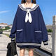 Lan Junqi Japanisch niedliche Kaninchenohren runder Nackenstil Loose Sweatshirt mit Frauen Bug Langarm Herbstpullover Top Student Weiß 757 (dünner Stil) XL (100 ~ 115 Empfohlen)