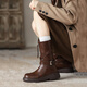 Nine-inch Sunshine Maillard Mid-Tube Martin Boots Women's Short Boots 2025 Spring and Autumn New Women's Shoes Western Retro Round Toe Thick Heel Fashion Boots Mid-Tube Boots Women's Brown 38