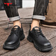 Bull Family Men's Shoes 2025 Spring New Retro Leather Shoes Men's Business Casual Shoes Men's British Soft Sole Low-top Martin Boots Black Four Seasons Single Shoes GN123101753 40 (Sports Shoe Code)
