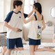 
Light and quiet pure cotton couple pajamas for women in summer suspender shorts suit casual simple men short sleeves can be worn outside home clothes summer QH9906 L women