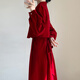 Pierre Cardin New Chinese Style Improved Cheongsam Toast Wear Back Door Wear Bride Can Wear Engagement Red Velvet Dress Red L