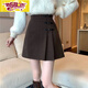First diameter black woolen skirt for women, autumn and winter Korean style high-waisted A-line skirt, slim and versatile, A-line hip-hugging short skirt, black, inner safety pants L recommendation 105-1120Jin Jin is equal to 0.5 kg