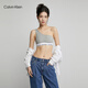 Calvin Klein内衣【摩登引力带】女士ck可卸垫单肩带无钢圈背心文胸QF7007AD P7A-椰青灰 M 推荐75B-85A