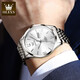 OLEVS Swiss Certified Watch Men's Simple Business Simple Watch Mechanical Watch Doble Calendar Luminoso Watrip Watch Olevs-9928 Steel Strip White