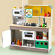 Hape kitchen toys, 3-6 year old children playing house, wooden simulated cooking kitchen storage, parent-child interactive toys, electric whirlwind cooking and fried kitchen luxury version E3177