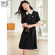 Disfruta de un vestido de manga corta con un collar de blusa y un diseño de adelgazamiento de cintura, falda midi versátil y de moda T143Q1391 Negro L