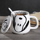 Snoopy (Snoopy) Tasse en céramique, poignée simple créative avec tasse de bureau, couple d'eau potable pour petit déjeuner à la maison, tasse de café au lait, SNP5012-1, blanc