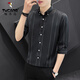 
Woodpecker (TUCANO) shirt men's long-sleeved 2024 spring new fashion trendy men's versatile quarter-sleeved striped shirt men's top DC677 white 2XL