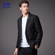 ROMON suit men's fashion two-button single suit men's jacket business casual suit men YT2088 black XL