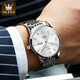 OLEVS Swiss Certified Watch Men's Simple Business Simple Watch Mechanical Watch Doble Calendar Luminoso Watrip Watch Olevs-9928 Steel Strip White