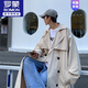 
ROMON British windbreaker jacket men's design sense high-end spring and autumn over-knee handsome mid-length coat summer loose casual AA khaki XL