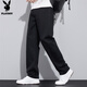 Playboy (PLAYBOY) Jeans Men's Spring and Summer Casual Pants Men's Loose Straight Men's Fashion Trendy Trousers Black XL
