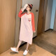 Pinkdackeb nightgown women's spring and autumn cotton pajamas can be worn outside students' long-sleeved loose knee-length Korean style large size strawberry cute red one size fits all (90-135Jin [Jin equals 0.5 kg])