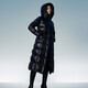 Tambor goose down jacket women's long hooded waist slimming thickened warm women's down jacket 550890D Aurora Black 175