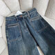 Fengfeng plus velvet jeans for women in autumn and winter new women's clothing straight floor casual draping feeling women's wide-leg pants for women 679 blue and gray [added velvet thickened] plus velvet S recommended 80-95 Jin [Jin equals 0.5 kg] to wear
