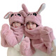 Happy und bewegende Kaninchenohren Hutschalhandschuhe in eine in eine für den Herbst und Winter von Kindern integriert Frauen für die neue süße warme Schalleder-Leder-Rosa-Doppelschicht 1 Stück verdickt 1 Stück