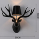 Shusheng European wall lamp indoor foyer Nordic retro industrial style deer antler lamp personalized creative living room aisle American antique deer head decoration B3038-gloss black