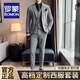 ROMON custom groom's suit suit, men's business professional formal wedding dress, casual British style slim suit for men, three-piece suit - medium gray suit + trousers + vest (free brooch + pocket square) XL size (suitable for 125-135 Jin Jin equals 0.5 kg)