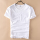 Extreme linen basic round neck slub cotton T-shirt for men, casual thin, white, slim, soft, Japanese style, versatile men's T-shirt, white XL (140-160Jin Jin is equal to about 0.5 kg)