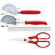 双立人（ZWILLING）德国不锈钢剪刀削皮刀水果刀蔬菜刀厨房刀具厨房红色套装 红色三件套