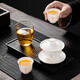 Qixuanyuan mutton-fat jade porcelain Kung Fu tea set three-piece set for home hotel dormitory tea bowl three-capacity cover bowl tea cup with tea tray