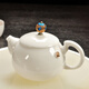 Greek-style mutton-fat jade porcelain Kung Fu tea set for home use Tangyue kiln Dehua white jade porcelain tea set office cover bowl tea cup small tea tray set jade tea table dry infusion tray gift box Horseshoe jade porcelain 7 pieces (gift box)