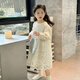 Tutu Little Elephant Girls Dress 24 Spring and Autumn Western Style Children's Fairy Dress Lace Jacquard Puff Sleeve Princess Dress Apricot 120