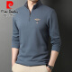 Pier Cardin [Light Luxury High-End] Halbzipper-Standkragen Langarm T-Shirt für Herren Frühling und Herbst reines Baumwollgeschäft Casual Sweatshirt Strick 6625 Top Blue plus Vlece verdickt 165
