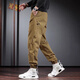Romon Arbeitshose Herren Herbst neue amerikanische Modemarke Trendy vielseitige kleine Füße Harlen Neun-Punkte-Sport-Langhosen Dyl-2506 Kamelgelb 3xl