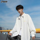 POUM high-end long-sleeved shirt men's spring and autumn casual loose shirt jacket top KJ01 white XL