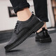 Mu Yifan zapatos para hombres zapatos de cuero casual de cuero de moda y versátiles zapatos de cuero británico de cuero para hombres jóvenes que aumentan los zapatos de la suela gruesa 9920 negros 39