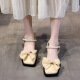 AIZUNSHI niche temperament bag head thick heel sandals women's one-line buckle ins trendy 2025 summer new fairy style skirt 2677 meters white 40 (250mm)