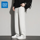 Jeanswest casual sweatpants men's 2025 summer new loose straight wide-leg pants American fashion brand sports long pants 0357 light gray XL
