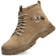 Jiuzhou War Wolf High-Top-Arbeitsschutzschuhe Männer Anti-Smash Anti-Puncture Anti-Scald-Schweißstiefel Anti-Slip-Anti-Wear-Herbst- und Winterarbeitsschuhe 698 Khaki [Reverse Fleece Cowide] Stahlzehen 43