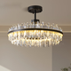 Prism light luxury crystal lamp postmodern atmospheric living room chandelier black iron circle dining room lamp hanging line model 9732-800*370X