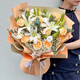Lingxiang Flower Express Champagne Rose Bouquet Confessing Love to Girlfriend and Wife as a Birthday Gift Nationwide Delivery 11 Champagne and 11 White Lily Bouquets