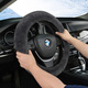 Digalen wool steering wheel cover, fur integrated winter car interior supplies handle cover for BMW, Audi, Mercedes-Benz, Porsche Land Rover, Volkswagen, Toyota, Honda, Ford, Peugeot, charcoal gray