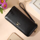 
Crocodile shirt top layer cowhide fashion linden tree handbag women's long wallet wrist bag birthday gift 5896 black