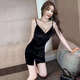 Fangluyu Frühling und Herbst neuer niedriger Hosenträger Slim Hip Rock Velvet Sexy Basisrocktechniker Arbeit Kleidung 1047 Burgund hochwertige Version Eins Größe S