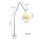 Floor reading lamp designer double swing arm fabric reading floor lamp simple modern living room study long pole can be a black large size pure white