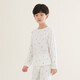 Red bean children's pure cotton home clothing set for men and women middle-aged children long-sleeved mesh spring and summer pajamas teenager mesh air conditioning suit 3271 (cactus) 120