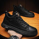 Woodpecker classic board shoes men's Martin boots shoes spring high top retro British casual leather shoes work boots one foot trendy shoes 5777 black 41