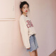 Yu Zhaolin Women's Korean Style Loose Letter Printed Bottoming Shirt Versatile Chic Round Neck Long Sleeve T-Shirt YWTC187101 Apricot One Size