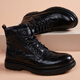 COOKOOS brand Martin boots men's top layer cowhide genuine leather British style Zhongbang work boots casual versatile leather boots men's black 38 (240mm)