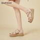 
Daphne wedge sandals for women soft sole comfortable thick sole sponge cake shoes for women fashionable cowhide lightweight and versatile height-enhancing women's shoes 4622303017 Beige 38