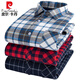 Pierre Cardin Herbst und Winter Baumwolle warmes Hemd Herren reines Baumwoll im mittleren Alter und Samt verdickte warme Samt-Plaid-Hemd BN841 Baumwoll integrierte Samt 44 [Geeignet für 170-185 Gewichte]