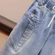 
Commander Bear High Waist Stretch Denim Cropped Pants Shorts for Women in Summer Loose Korean Style Slim Casual Harlem Breeches Light Blue Denim Shorts 9893# S