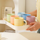Mud-free cream-style ceramic water cup set for home living room, high-end cup and cup set, housewarming tea set, complete set of teacups, full color series (6 color mix and match), 6 cups + pot + large wooden plate + cup holder